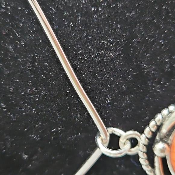 Elegant Silver and Orange Pendant Necklace - Picture 5 of 6